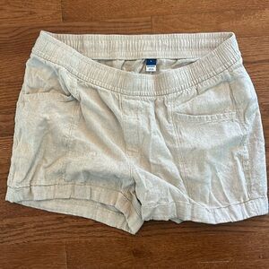 Tan / khaki elastic waist linen shorts from Old Navy